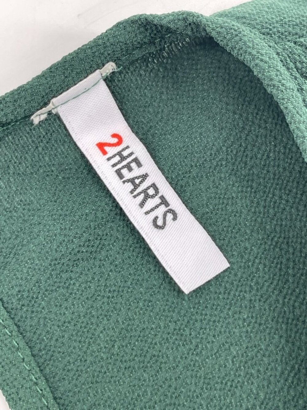 2 Hearts Women's Long Sleeve Green Top Shirt Ruffled Bell Long Sleeve Size Large - Picture 7 of 10